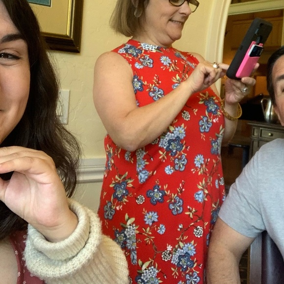 loft | red floral shift dress - Picture 3 of 7